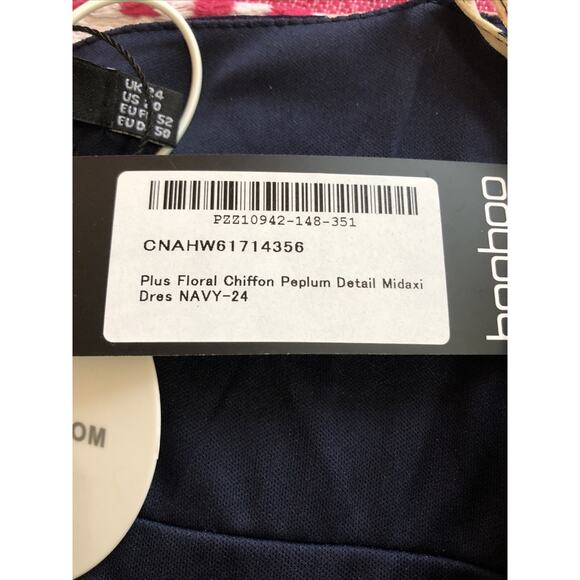 NWT Boohoo Sleeveless Tiered Dress Size 20 Navy Blue Peplum Floral Cottage - Picture 10 of 12